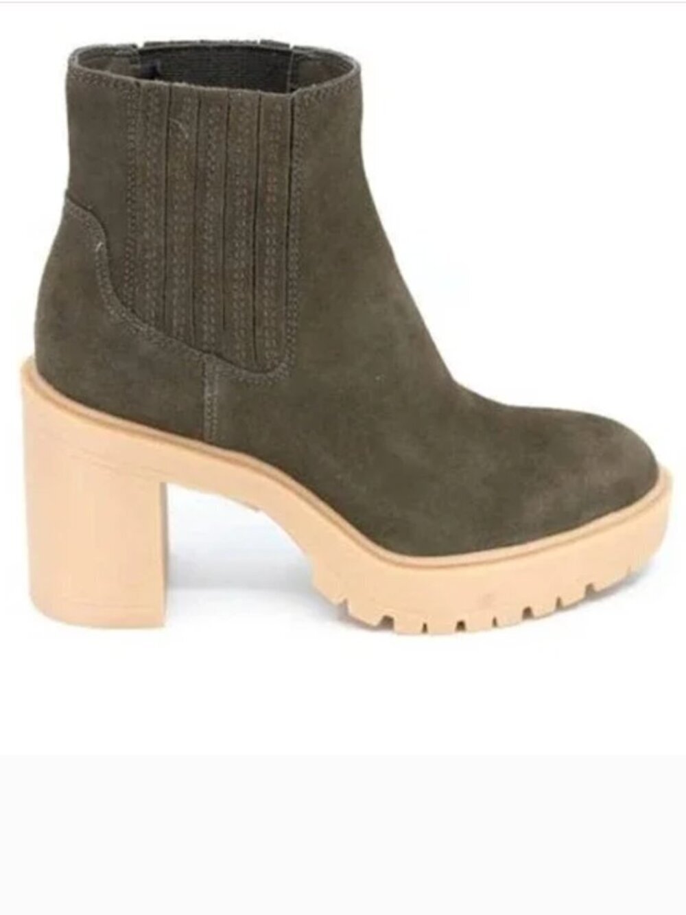 Dolce Vita Caster H20 Bootie Lug Sole Waterproof Leather Olive Green NEW…